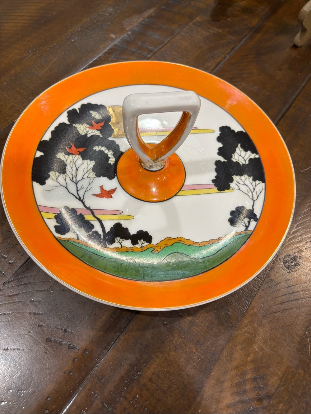 Circa 1924 Noritake Bright Tray/Server Stand with Scenic Design